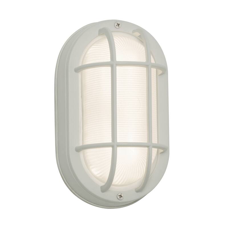Cape 1-light White LED Outdoor Sconce, Frosted Ribbed Glass Shade - White