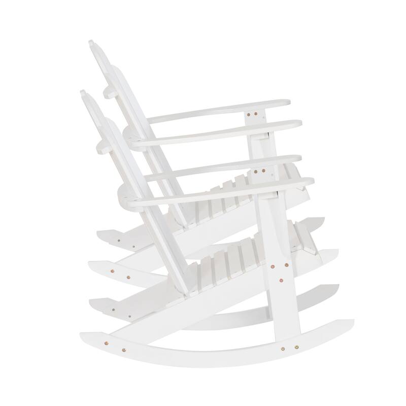 Gavil White Acacia Wood Adirondack Rocking Chair (Set of 2)