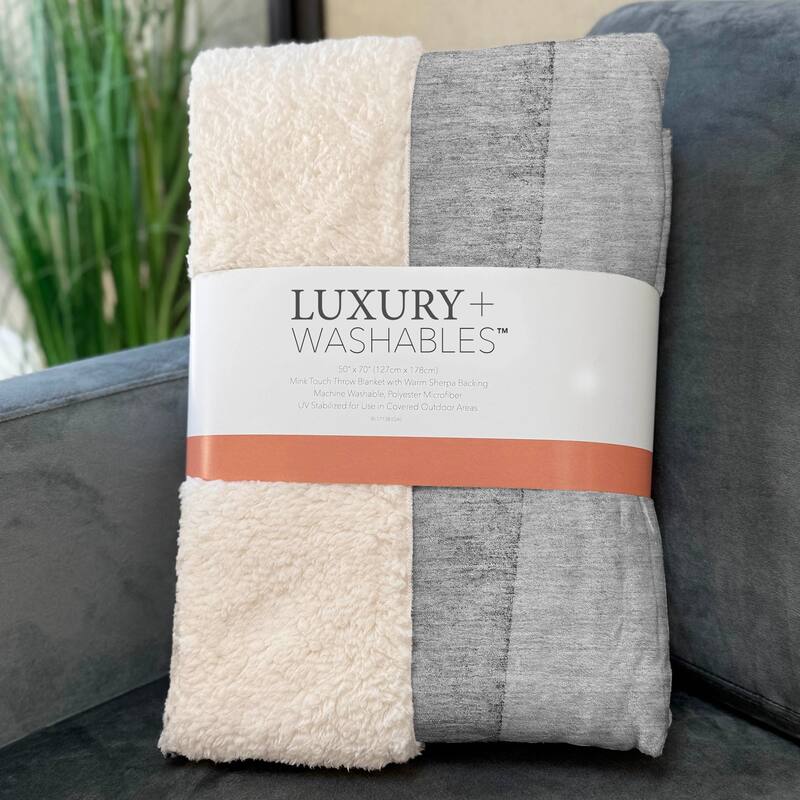 Premium Machine Washable Contemporary Ombre Sherpa Throw Blanket