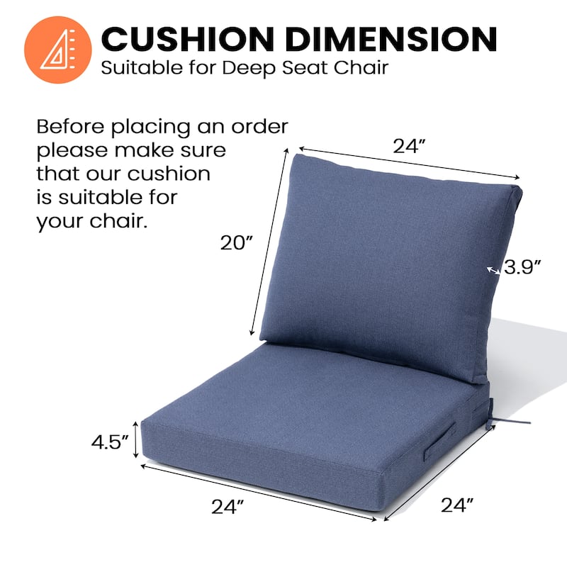 24''x24'' Outdoor Patio Seat Cushion Set with Removable Cover