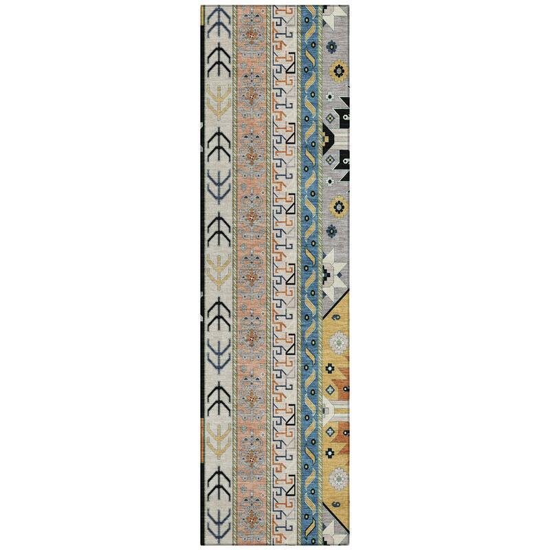Machine Washable Indoor/ Outdoor Boho Tribal Chantille Rug