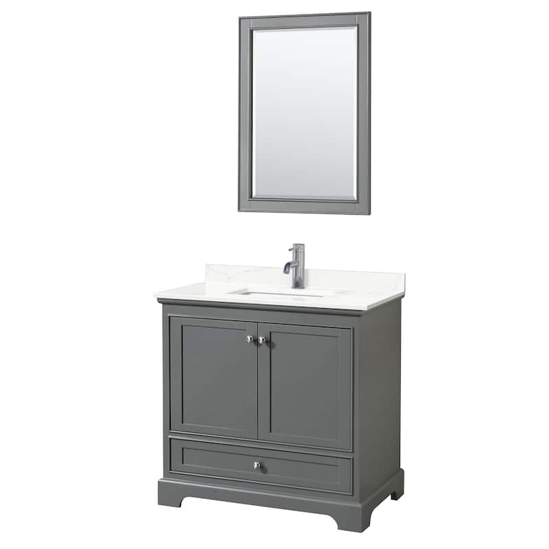 Wyndham Collection WCS202036S-QTZ-UNSM24 Deborah 36" Free Standing - Dark Gray / Giotto Quartz Top / Polished Chrome