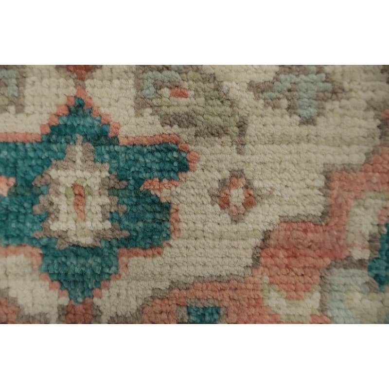 Hand Knotted Oriental 100% Wool Carpet Transitional Floral Beige & Ivories Oushak Area Rug - 3' 0'' X 2' 0''