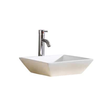 Fine Fixtures Square Vitreous-China White Bathroom Vessel Sink