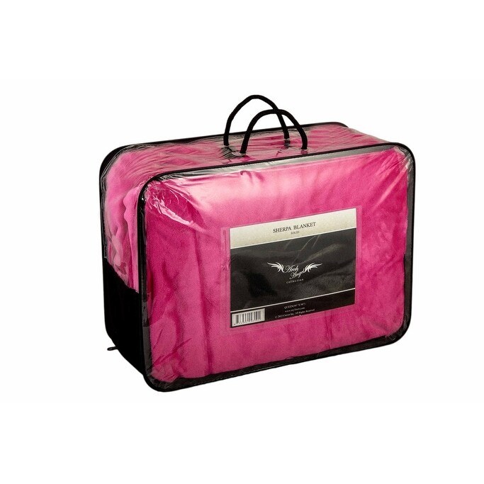 Archangel 2 Ply Microfiber Velvet Silky Soft Sherpa Borrego Reversible  Solid Blanket Hot Pink 90x90 Queen Size - Bed Bath u0026 Beyond - 12897598