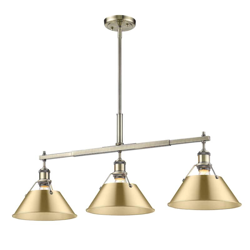 Orwell 3-Light Linear Pendant in Aged Brass with Brushed Champagne Bronze - Gold