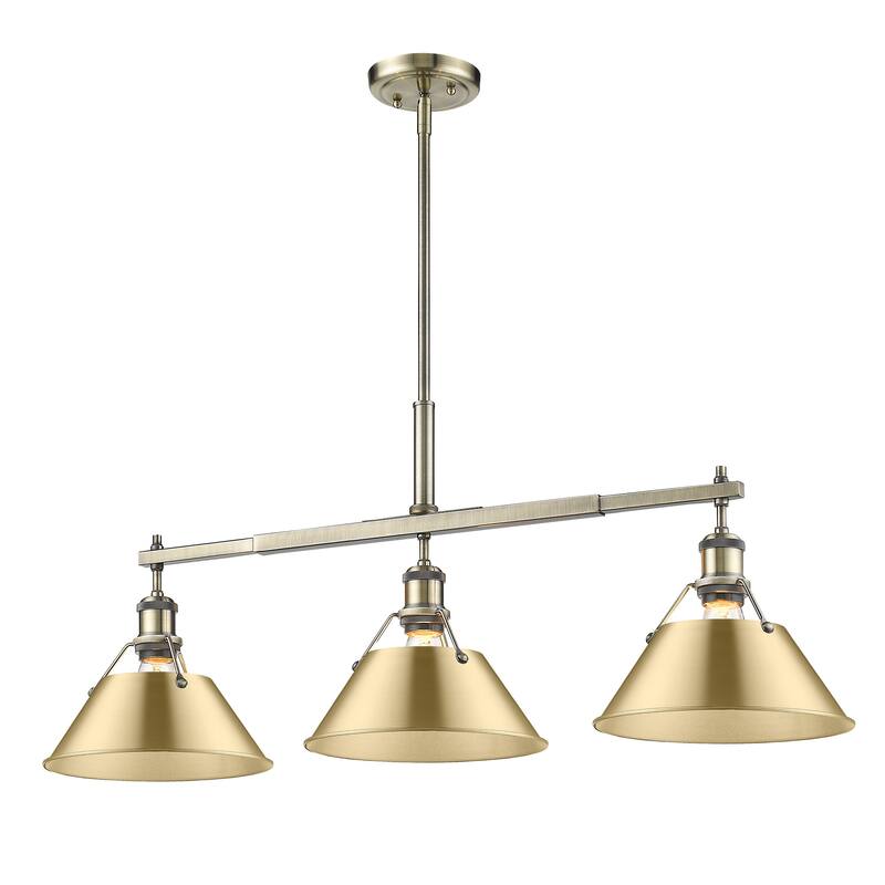 Yep by Golden Lighting Orwell 3-light Island Light in Aged Brass and Brushed Champagne Brass shade - Gold
