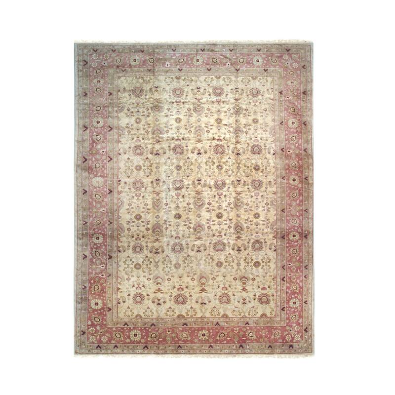 Red Hand Knotted Wool Classic Tabriz Rug, 13'3 x 19'10, soft stylish floor rug - L