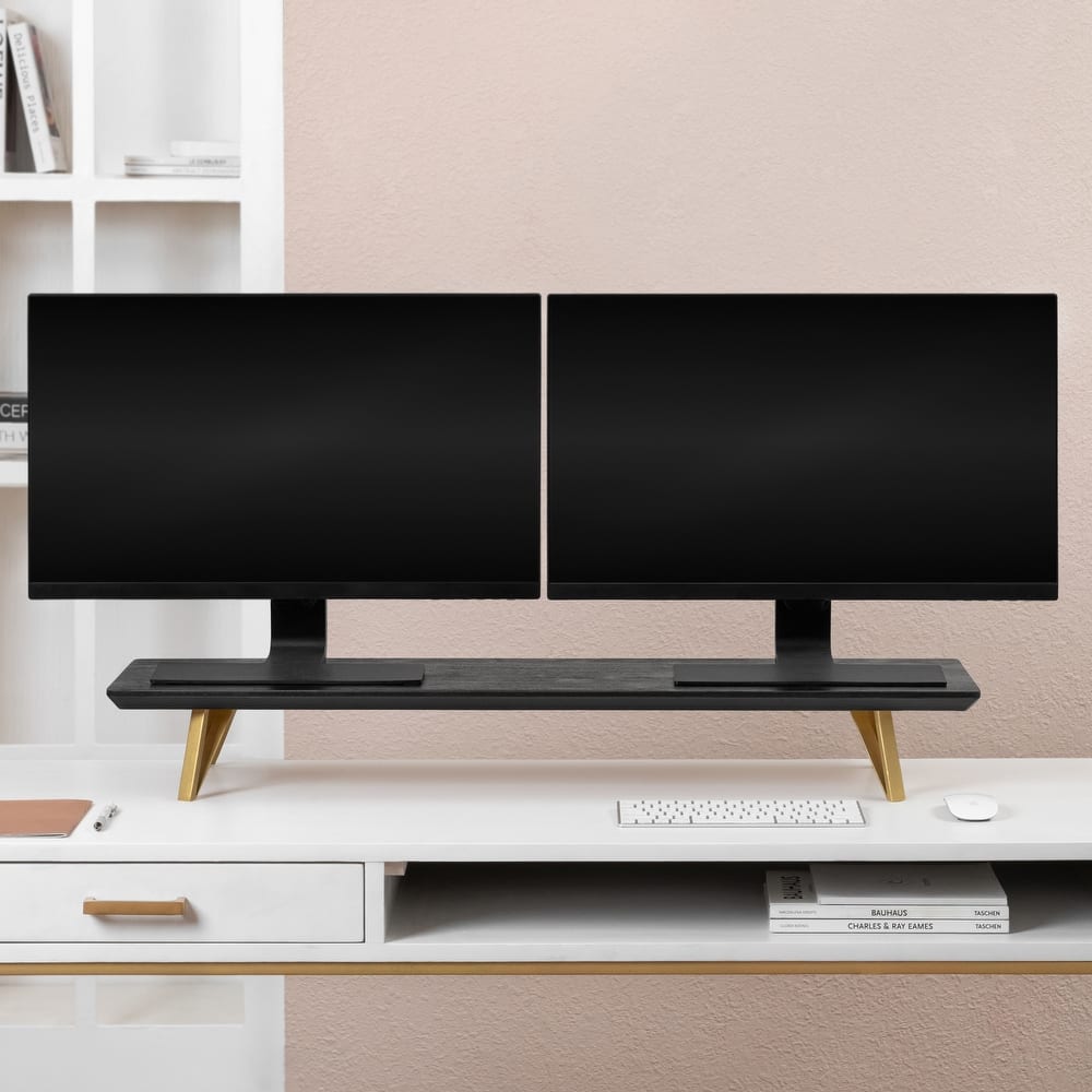 Jani Wood Monitor Stand Riser Desk - Ergonomic Design Stand, Desktop Organizer Table for Home, Office Workspace, Gaming Desk