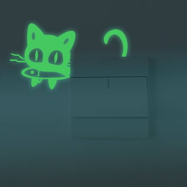 Walplus Peel And Stick Glow In The Dark Cat Wall Sticker Home Room Decor Overstock 31825312