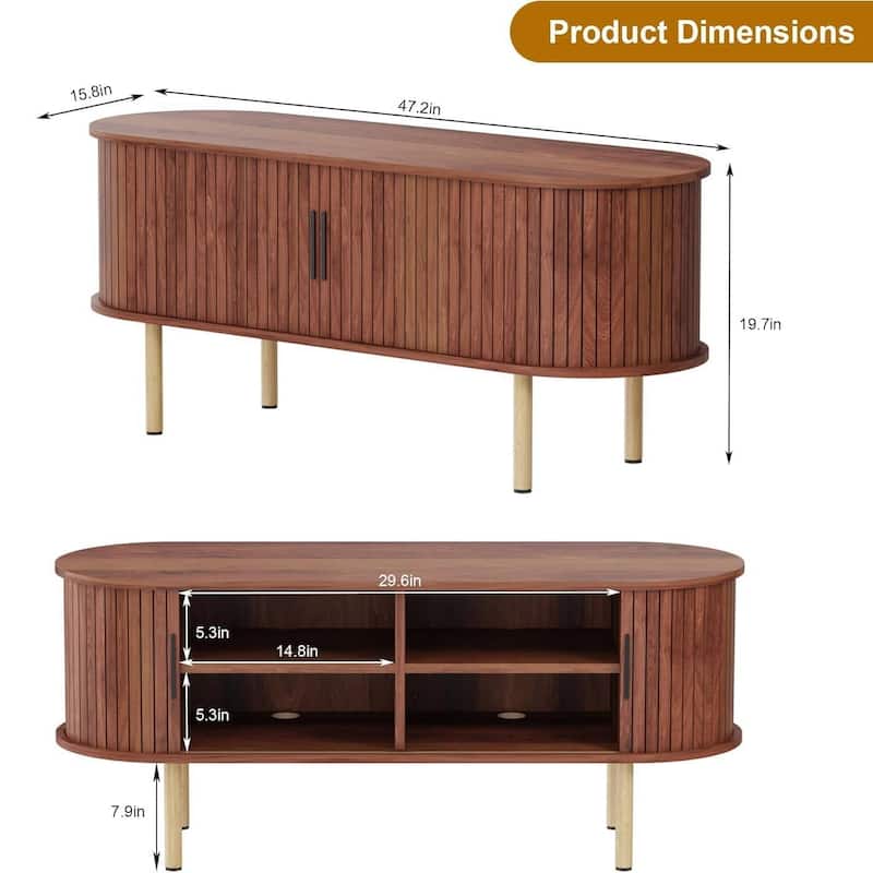 47.2" TV Stand Media Console Table for Living Room, Bedroom TVs Up to 80 Inches - N/A
