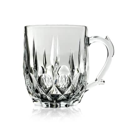 13 oz. Crystal Clear Flower Patterned Glass Mugs for Hot and Cold Beverages