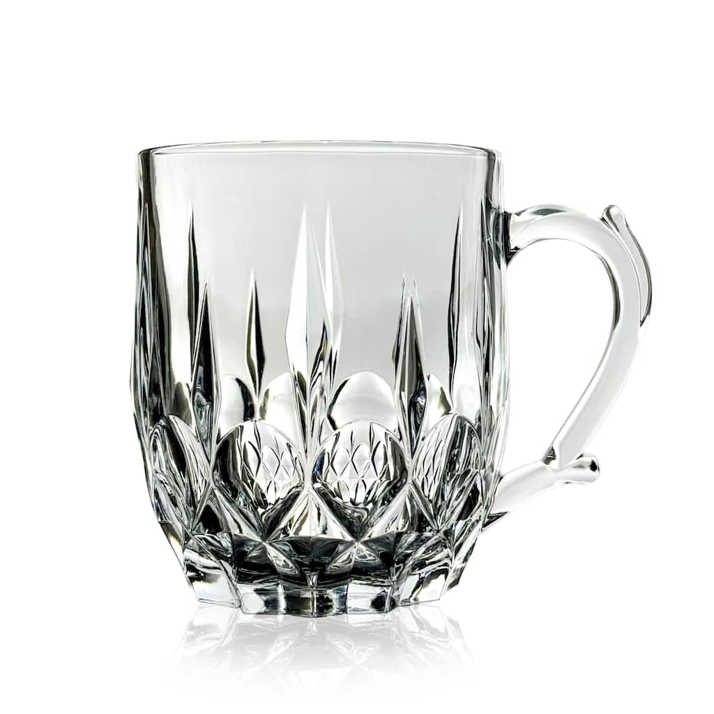 13 oz. Crystal Clear Flower Patterned Glass Mugs for Hot and Cold Beverages
