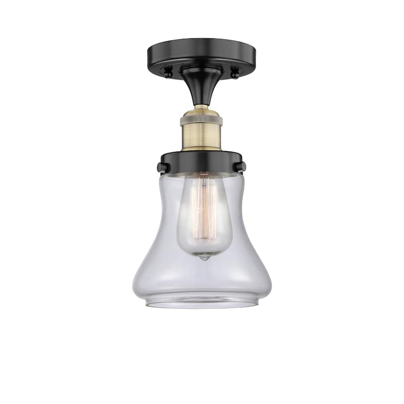 Innovations Lighting Bellmont - 1 Light 7" Semi-Flush Mount - Clear/Black Antique Brass