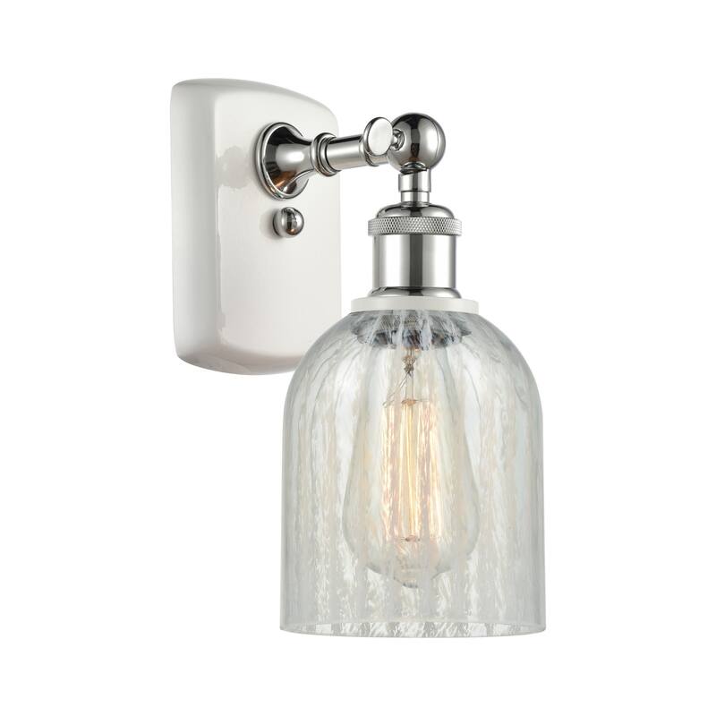 Innovations Lighting Caledonia 12" Tall Bathroom Sconce - White and Polished Chrome / Mouchette