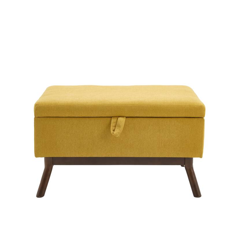 Mid-century modern square coffee table storage bench, assembled, suitable for living room