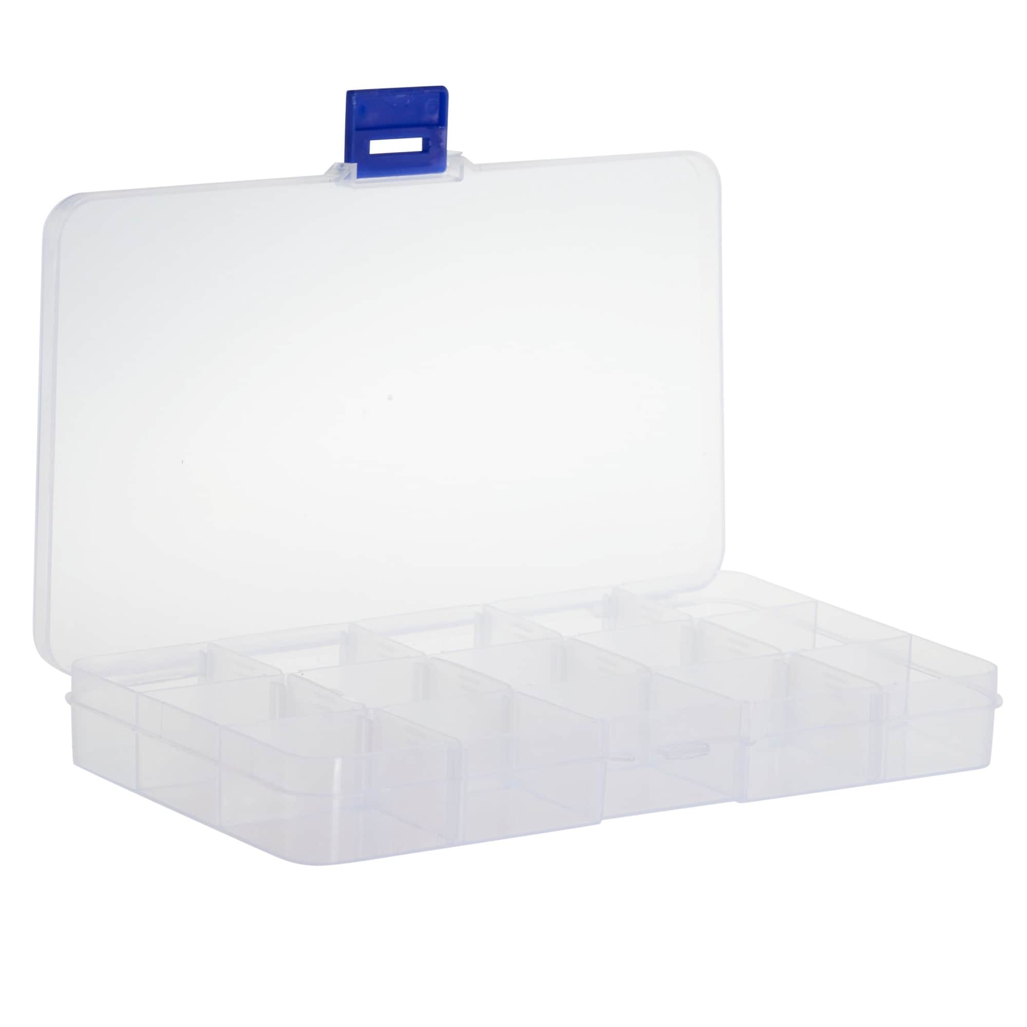 6 Pack Plastic Jewelry Organizer Box with Labels and Dividers for Custom Organization (7 x 4 x 1 in)