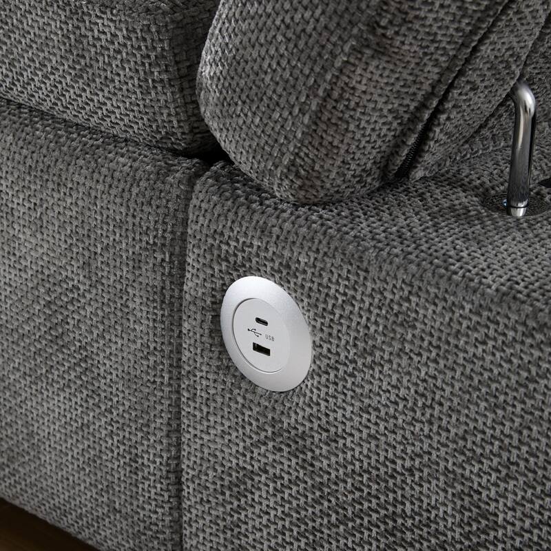 L-Shape Modular Chenille Sectional Sofa Convertible Sleeper Pull-out Sofa Bed with Dual-use Storage Ottoman and Charging Ports