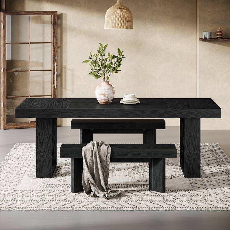 63-Inch Rectangle Dining Table, Farmhouse Kitchen Table for Home