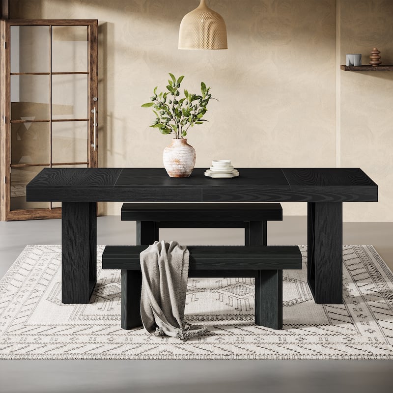 63-Inch Rectangle Dining Table for 4-6 People, Farmhouse Kitchen Table