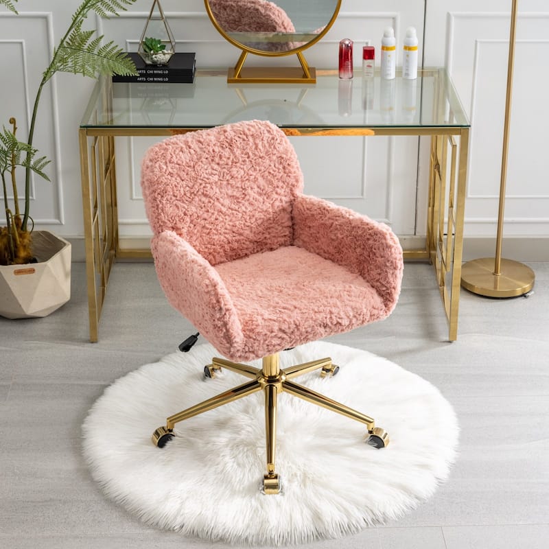 Upholstered Adjustable Swivel Office Chair with Metal Base