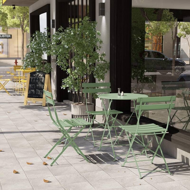 3 Piece Foldable Patio Set, Bistro Set, Outdoor Table and Chairs