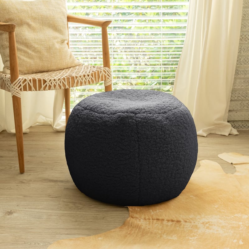 Jaxx Ellis Pouf - Modern Shearling Faux-Lamb Plush Fleece Ottoman
