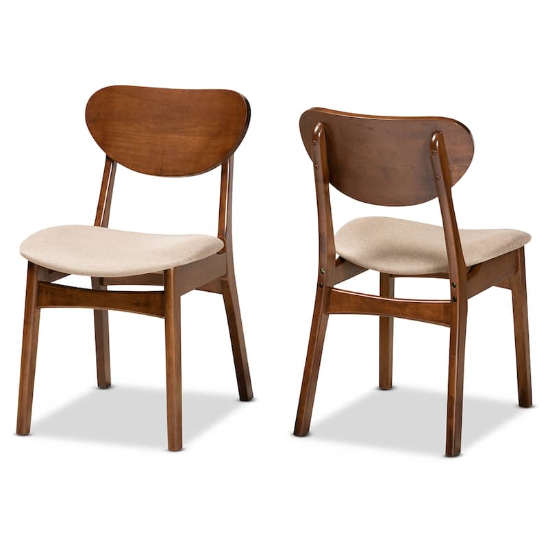 Katya Mid-Century Modern 2-Piece Dining Chair Set - Beige