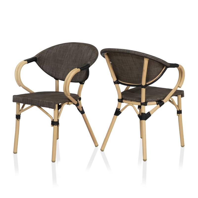 Alanna Modern Natural Mesh Curved Patio Side Chairs (Set of 2) by Furniture of America - Set of 2