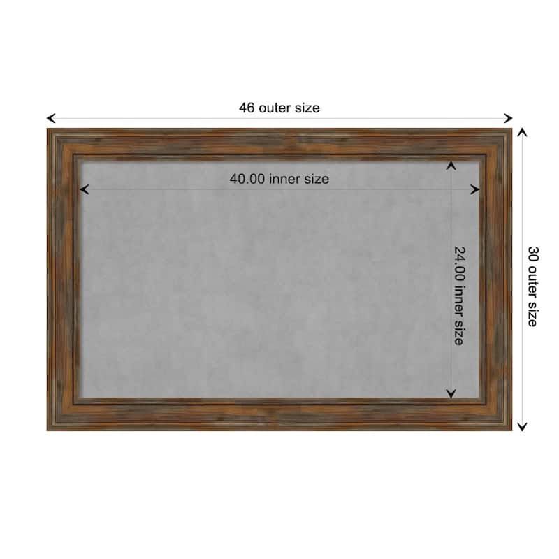 Amanti Art Alexandria Rustic Brown Framed Magnetic Board - Board Size 40x24