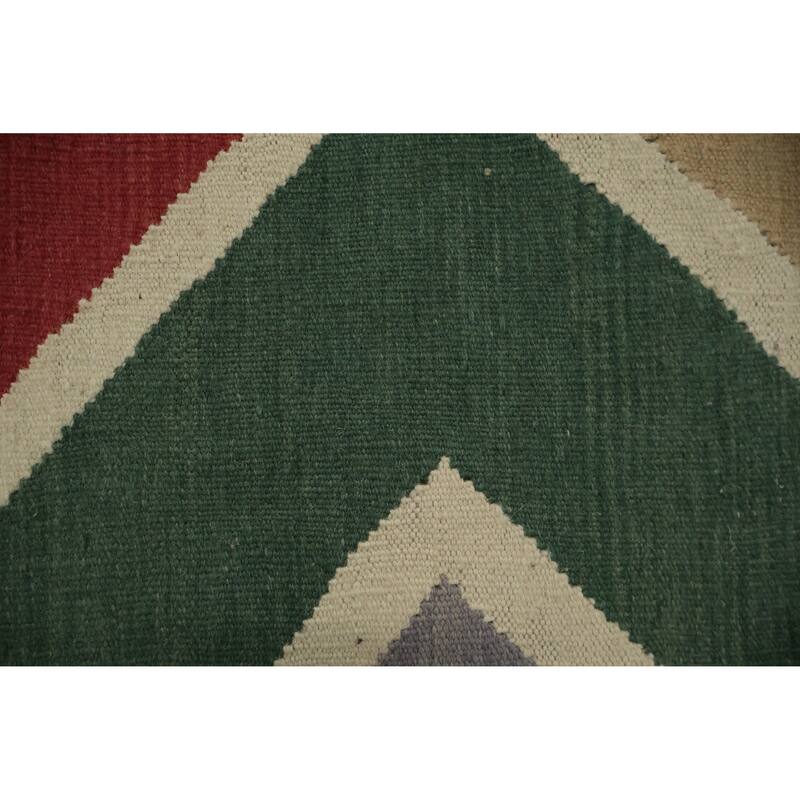 Hand Woven Oriental 100% Wool Carpet Southwestern Modern Multi-Colored Kilim Area Rug - 10' 10'' X 8' 10''