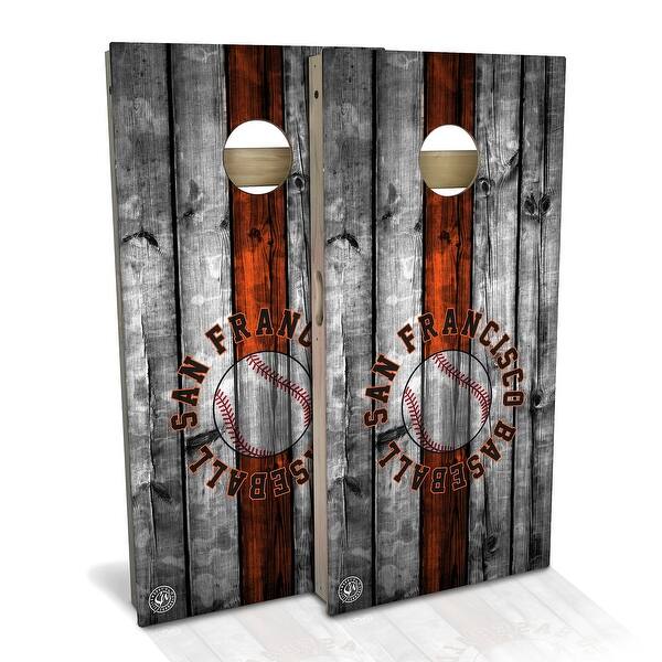 slide 2 of 8, San Francisco Baseball Outdoor Cornhole Board Set Backyard 2x4 - Include ALL Accessories