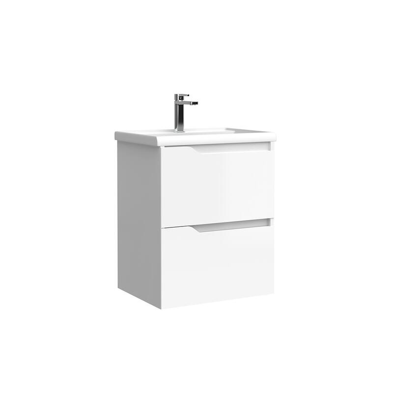 WS Bath Collections Menta C50 Menta 20" Wall Mounted Single Basin - Glossy White - Painted