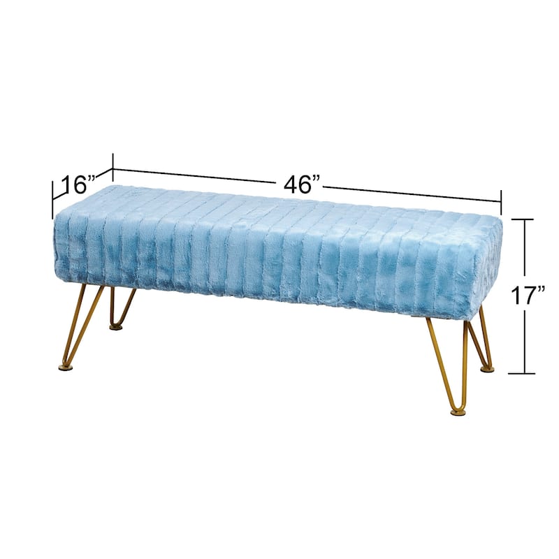 Super Soft Ottoman Long Bench with Golden Metal Legs - 46"x16"x17"