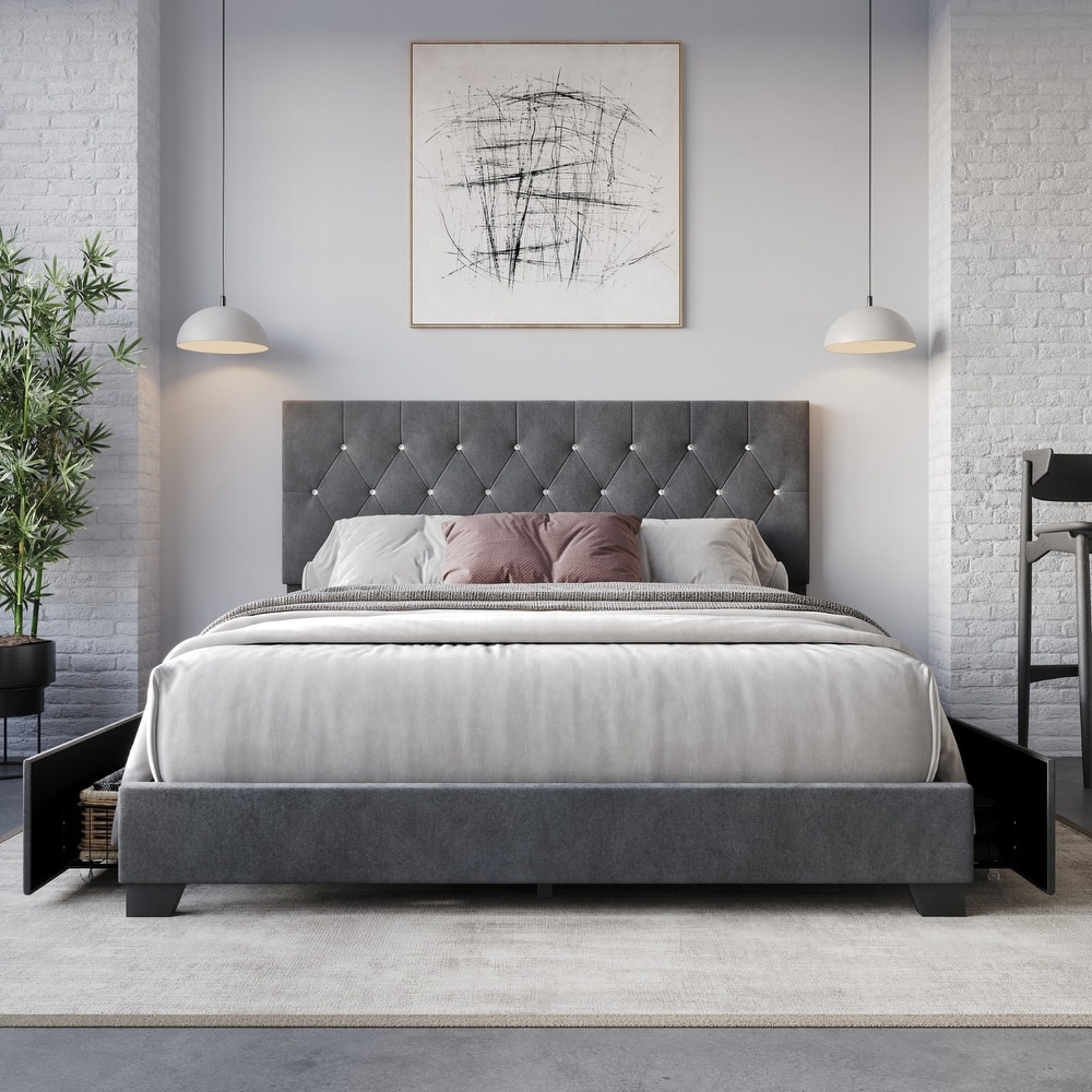 Sheffield Tufted Upholstered Storage Platform Bed