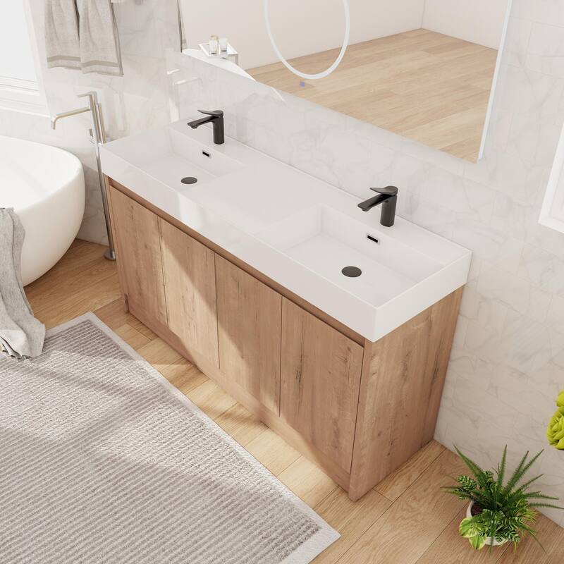 Beingnext 24"/30"/48"/60" Bathroom Vanity with Sink, Freestanding Bathroom Vanity with Soft Close Door