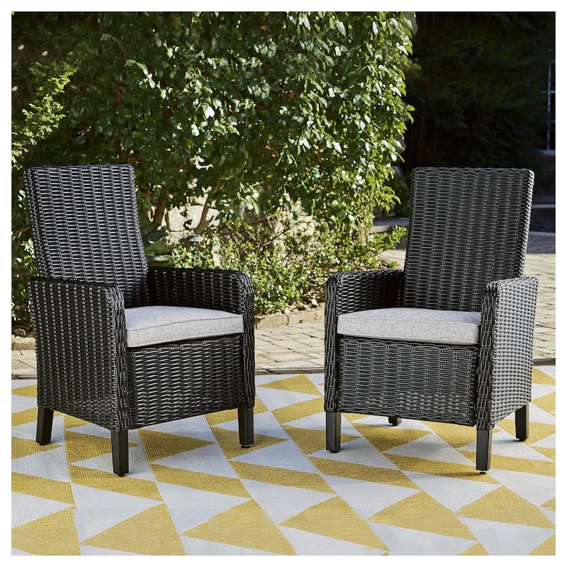 Signature Design By Ashley Beachcroft Outdoor Dining Chairs Set - 25.5" W x 25.63" D x 40.25" H - Black/Light Gray