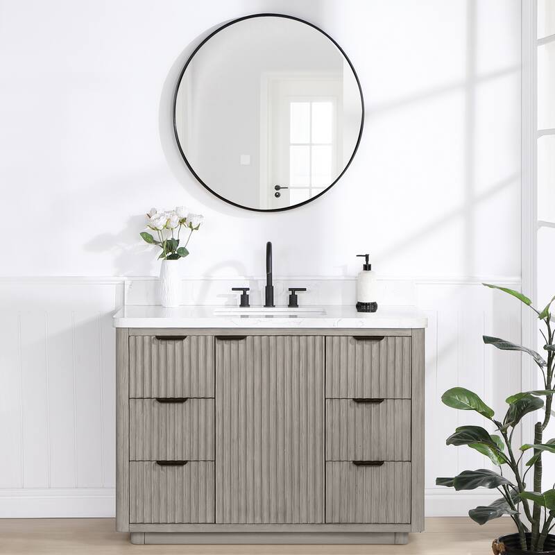 Cadiz Bath Vanity with Composite Stone Top and Mirror