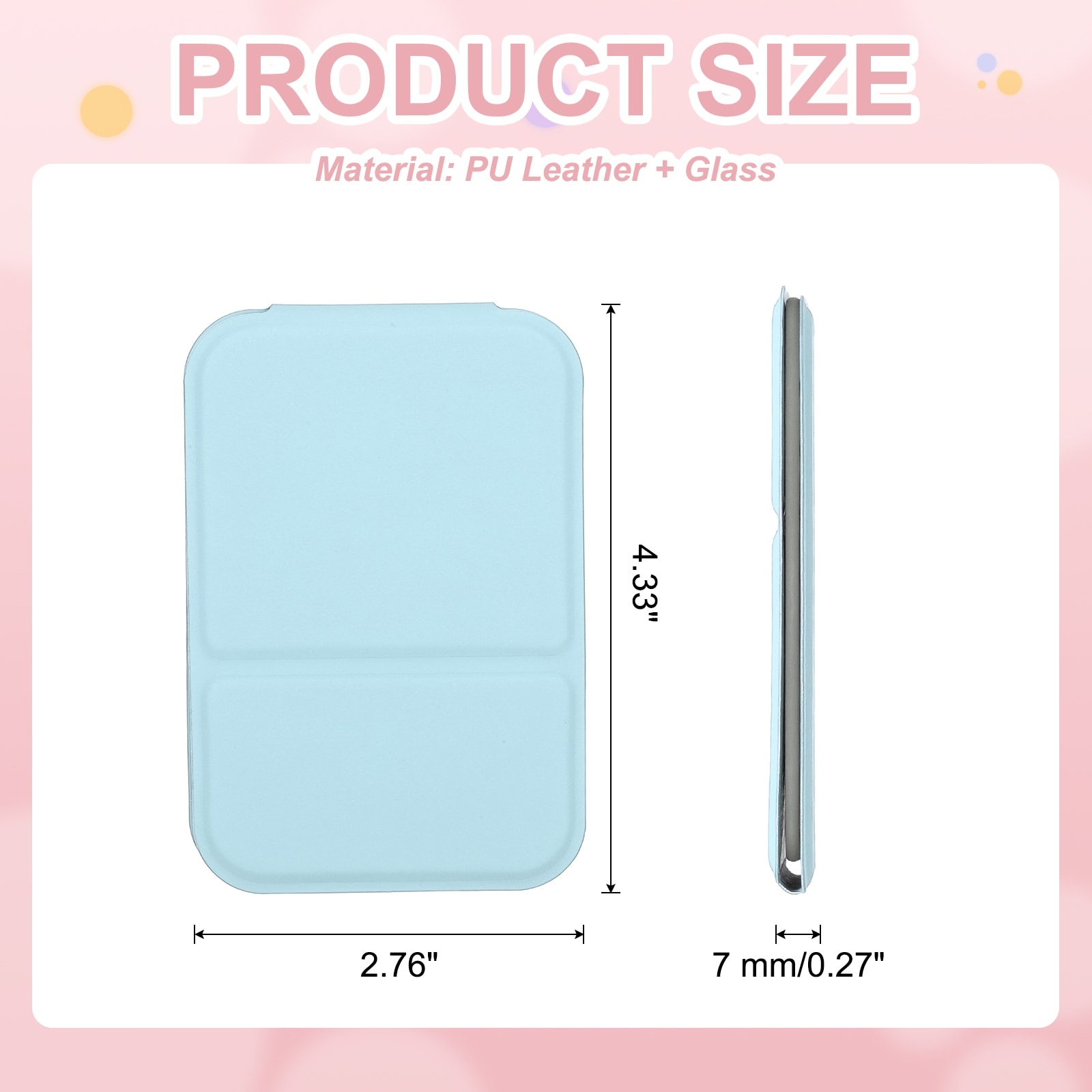 Small Rectangle Pocket Mirror for Purse, Compact Makeup Mirror with Leather Case, Travel Mirror Handheld Mirror