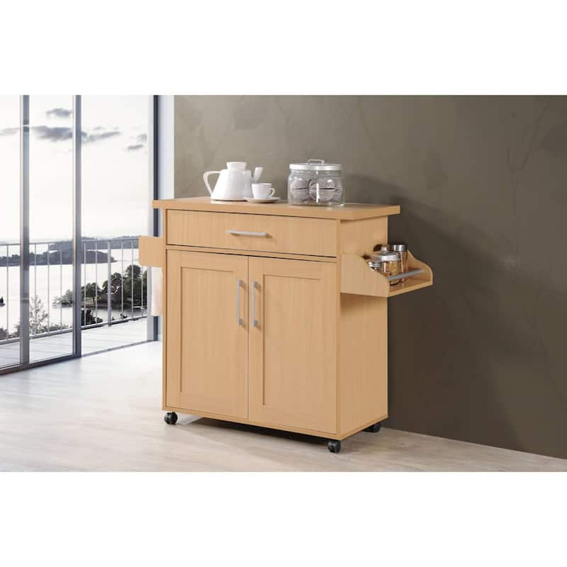43.5" Beige Solid Kitchen Island with Spice Rack