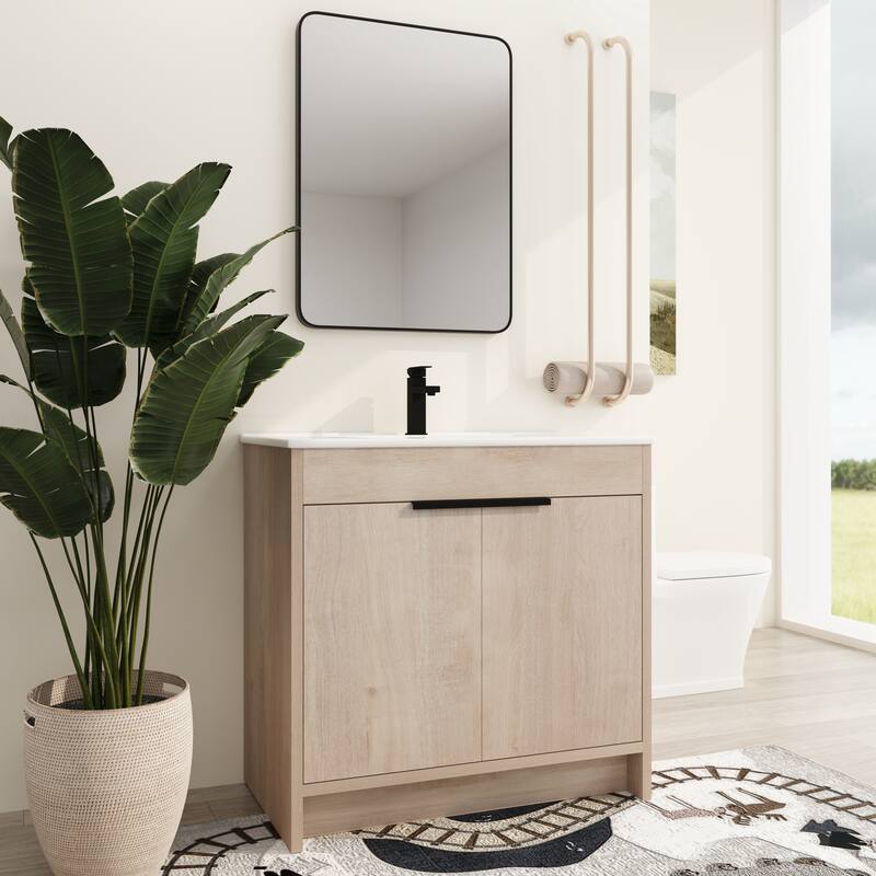 Malwee 24"/30"/36" FreeStanding Bathroom Vanity, Floor Stand Bathroom Vanity with Sink,Soft Close Door and Adjustable shelf