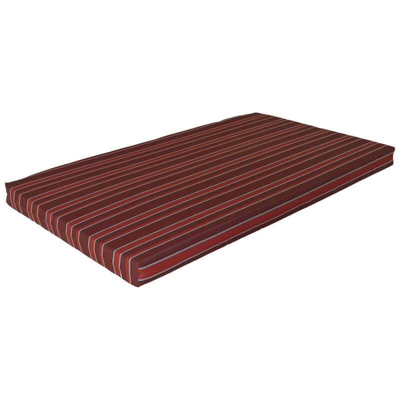 Bed Cushion - 4" Thick - Twin Size - Maroon Stripe