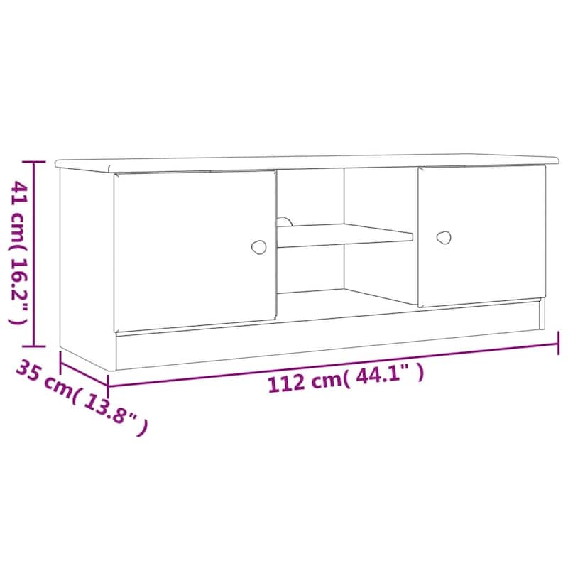 vidaXL TV Stand ALTA 44.1"x13.8"x16.1" Solid Wood Pine - 44.1" x 13.8" x 16.1"