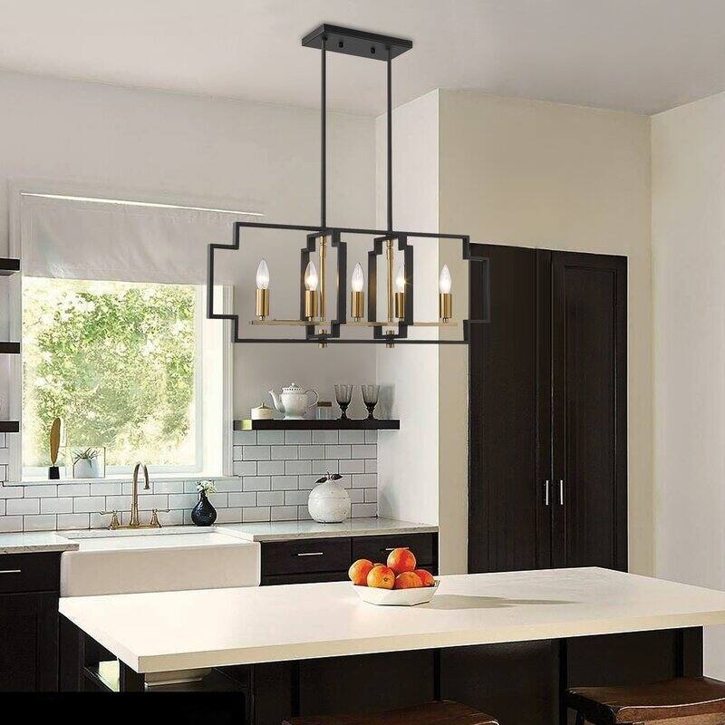 Maxax 5 - Light Kitchen Island Chandelier with Wrought Iron Accents