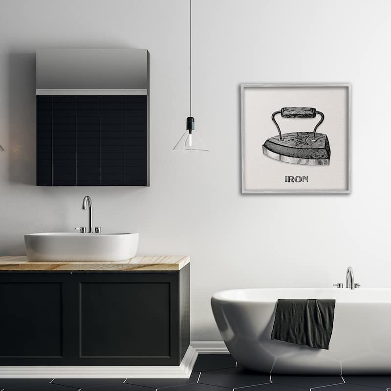 Stupell Antique Laundry Iron Framed Giclee Art Design By Val Rhodes