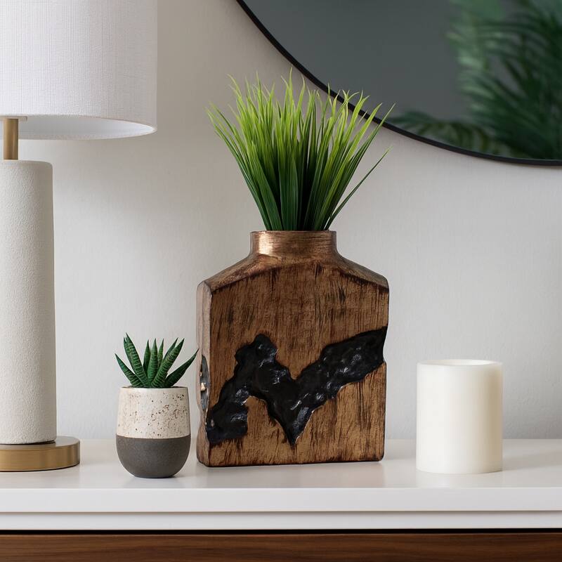 Artistic Table Vase with Fractured Finish for Home Decor