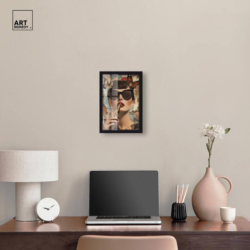 Iconic Lady Butterfly Collage II Shadowbox by Art Remedy