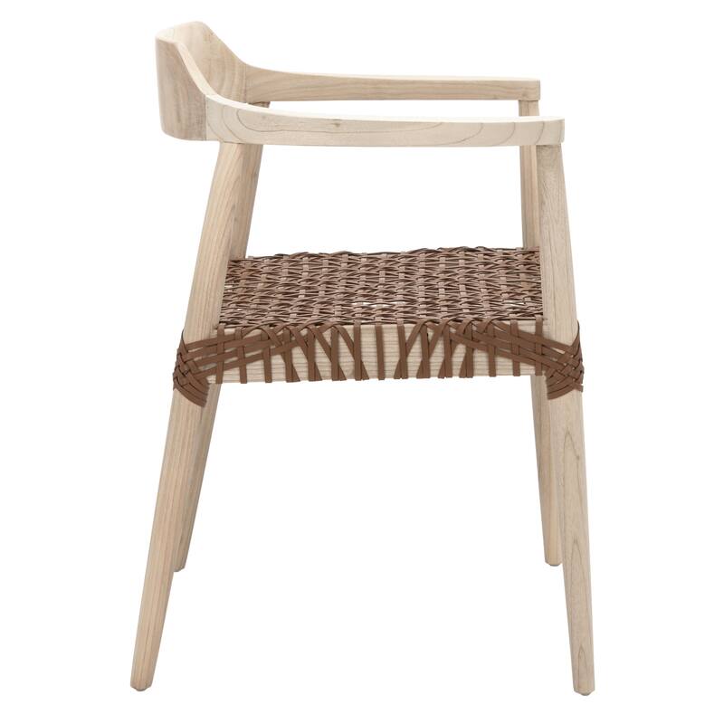 Munro Wanda Woven Leather & Solid Wood Accent Chair (Fully Assembled) - 22" W x 20.5" L x 28.5" H - 22Wx21Dx29H