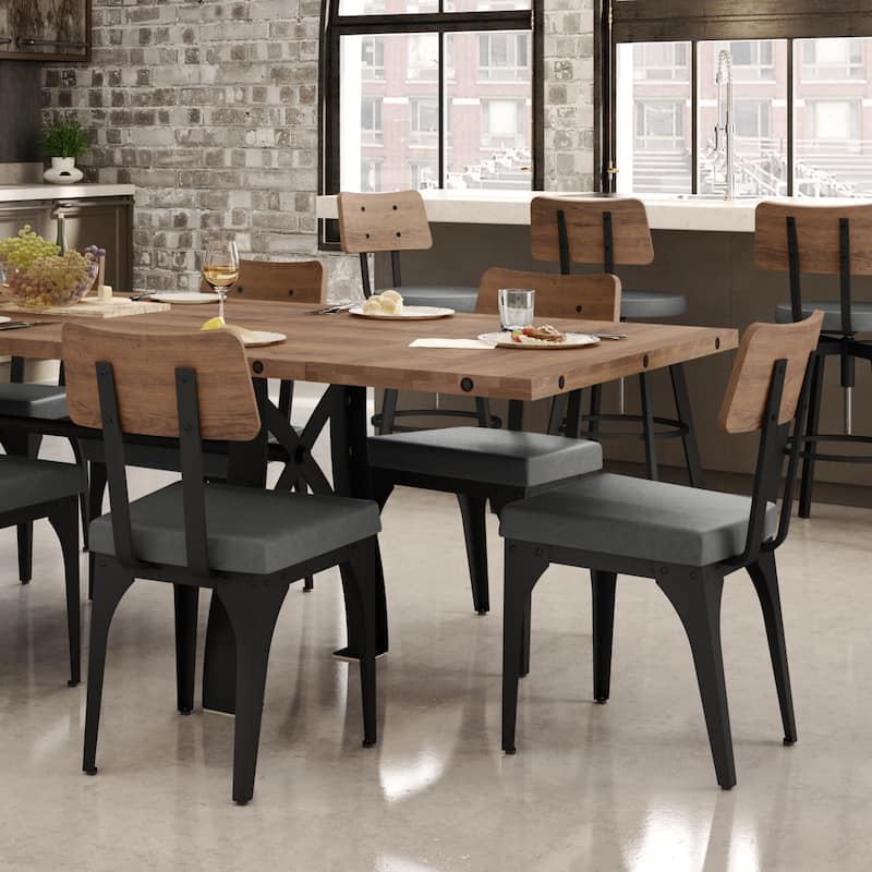 Amisco Symmetry Set of 2 Upholstered Dining Chairs with Wood Backrest