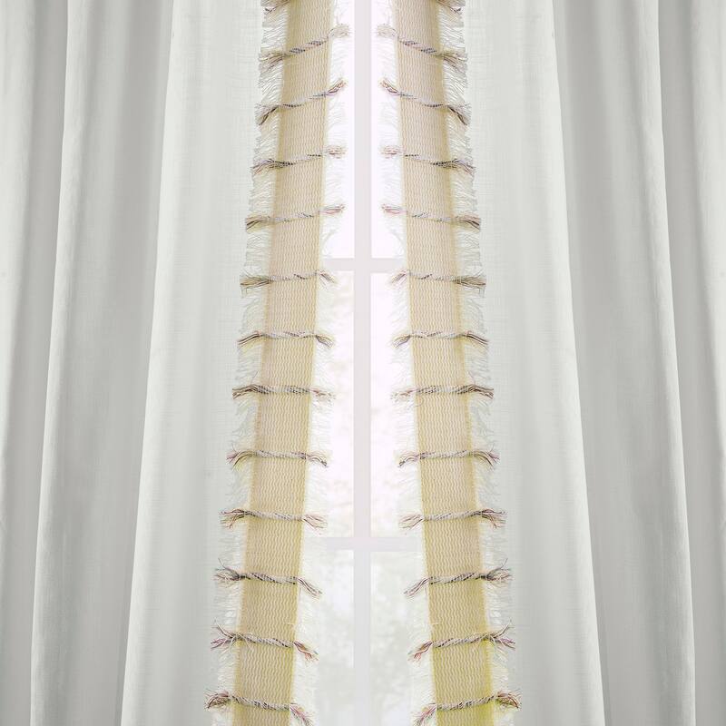 Exclusive Fabrics Bordered Textured Cotton Curtains For Bedroom & Living Room Curtains - Single Panel Drapes